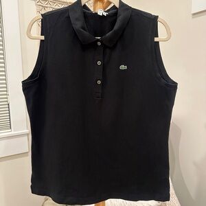 Lacoste Black Sleeveless Polo Top Women’s Size 46 Cotton Stretch